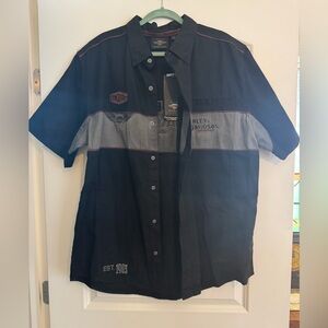 Harley-Davidson Men's Black and Gray Casual Shirt